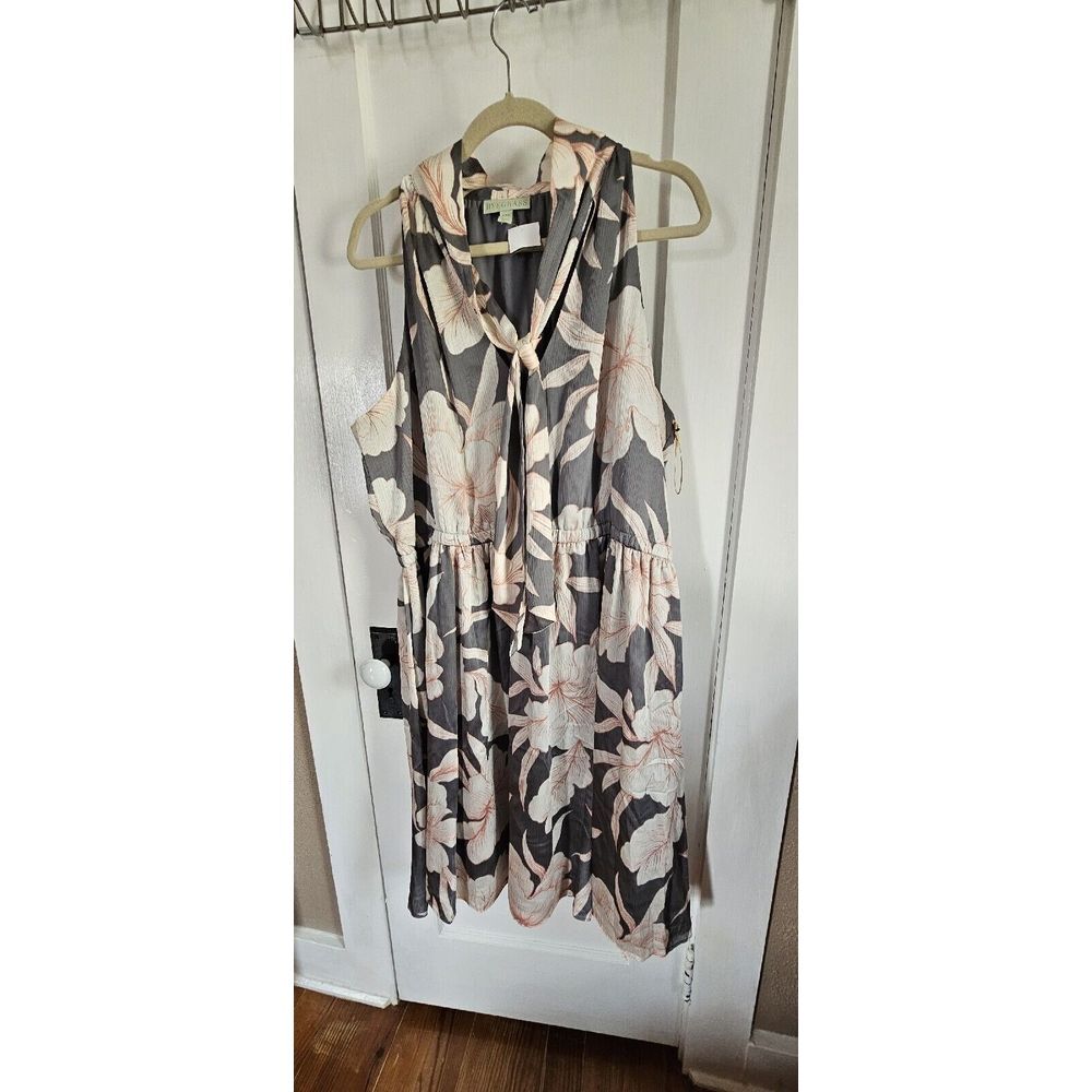 NWT RYEGRASS women sleeveless bow tie neck‎ floral print halter dress XXL